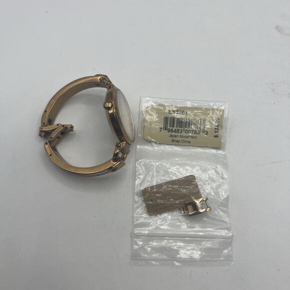 FOSSIL GEORGIA ROSE GOLD DIAL WHITE LEATHER & ST. STEEL LADIES WATCH No Battery - Picture 3 of 7